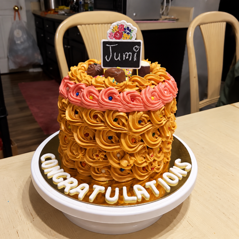 Golden rosette celebration cake